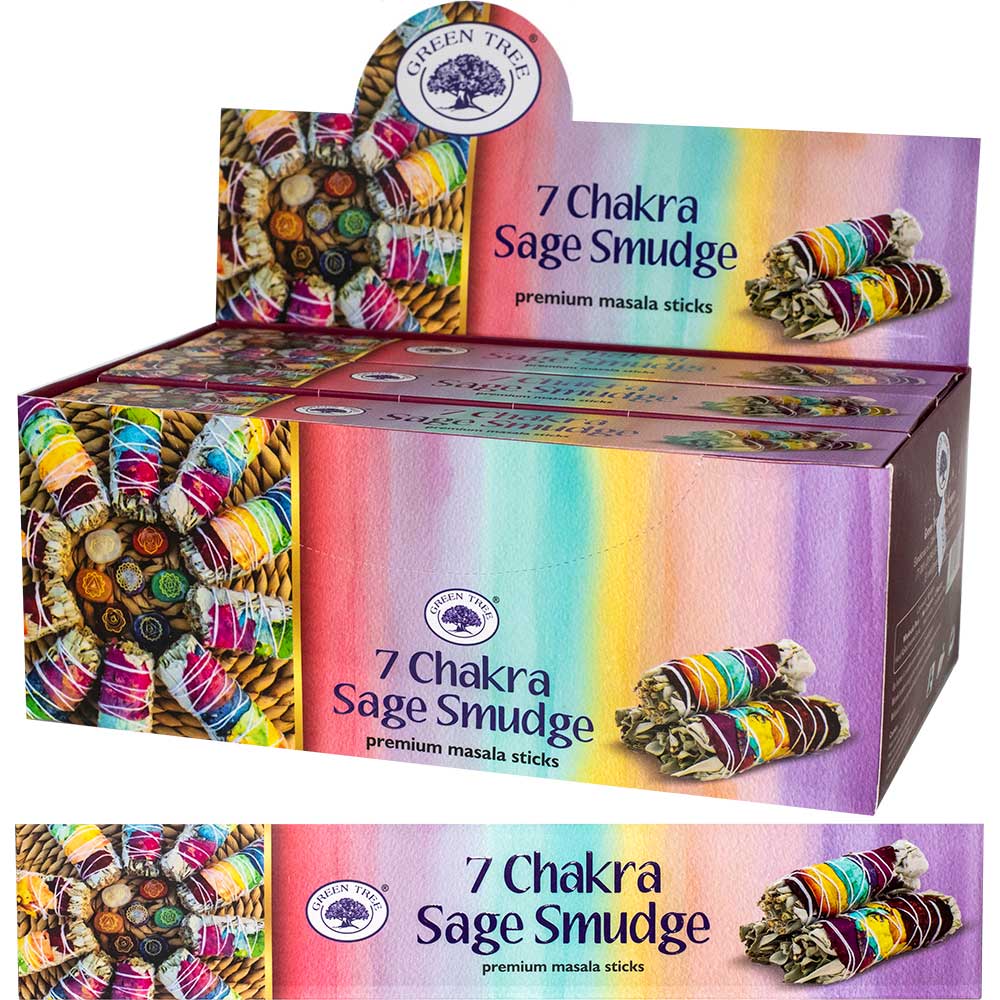 7 Chakra Sage Smudge Incense Sticks by Greentree