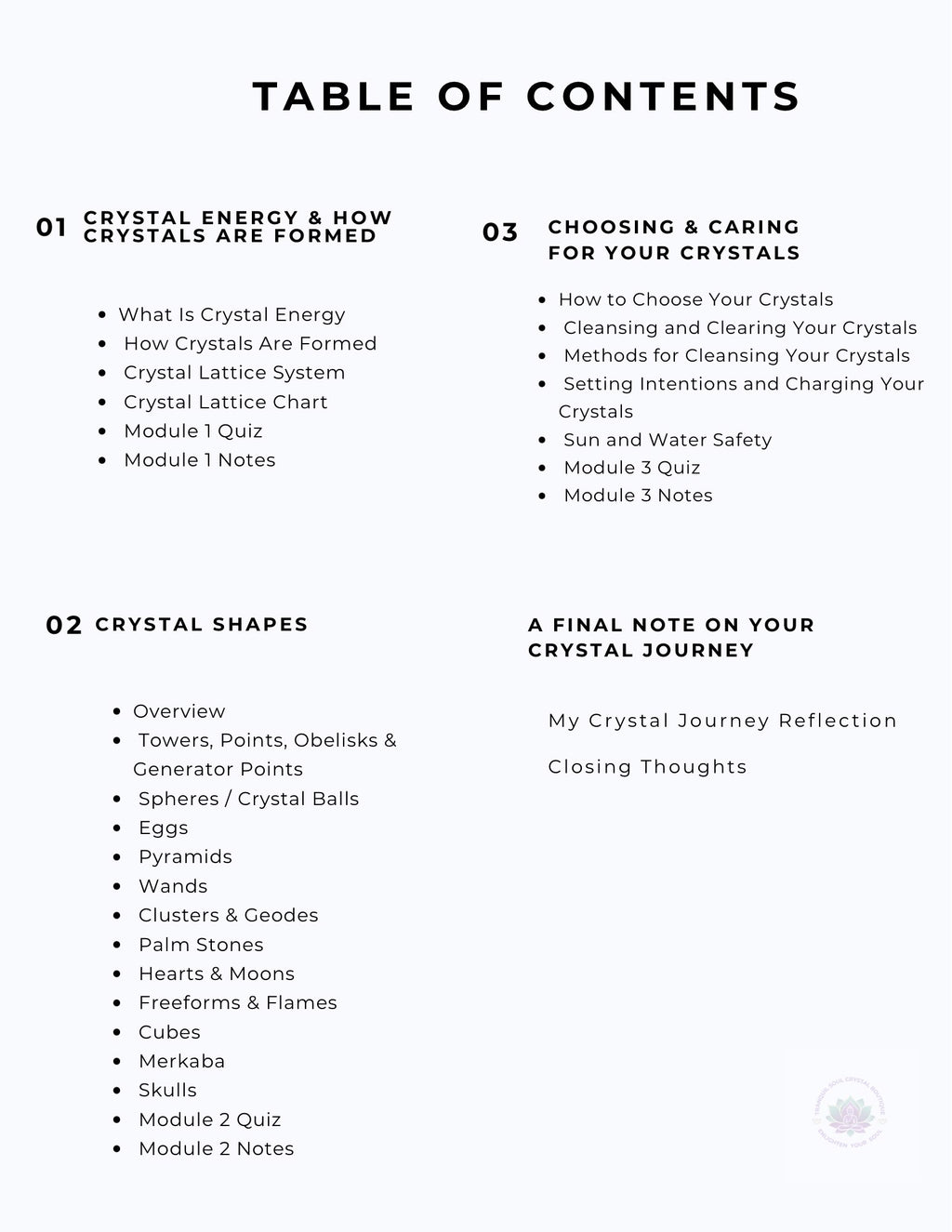 Crystal_Foundations_Book_1_Crystal_Basics_Table_of_Contents