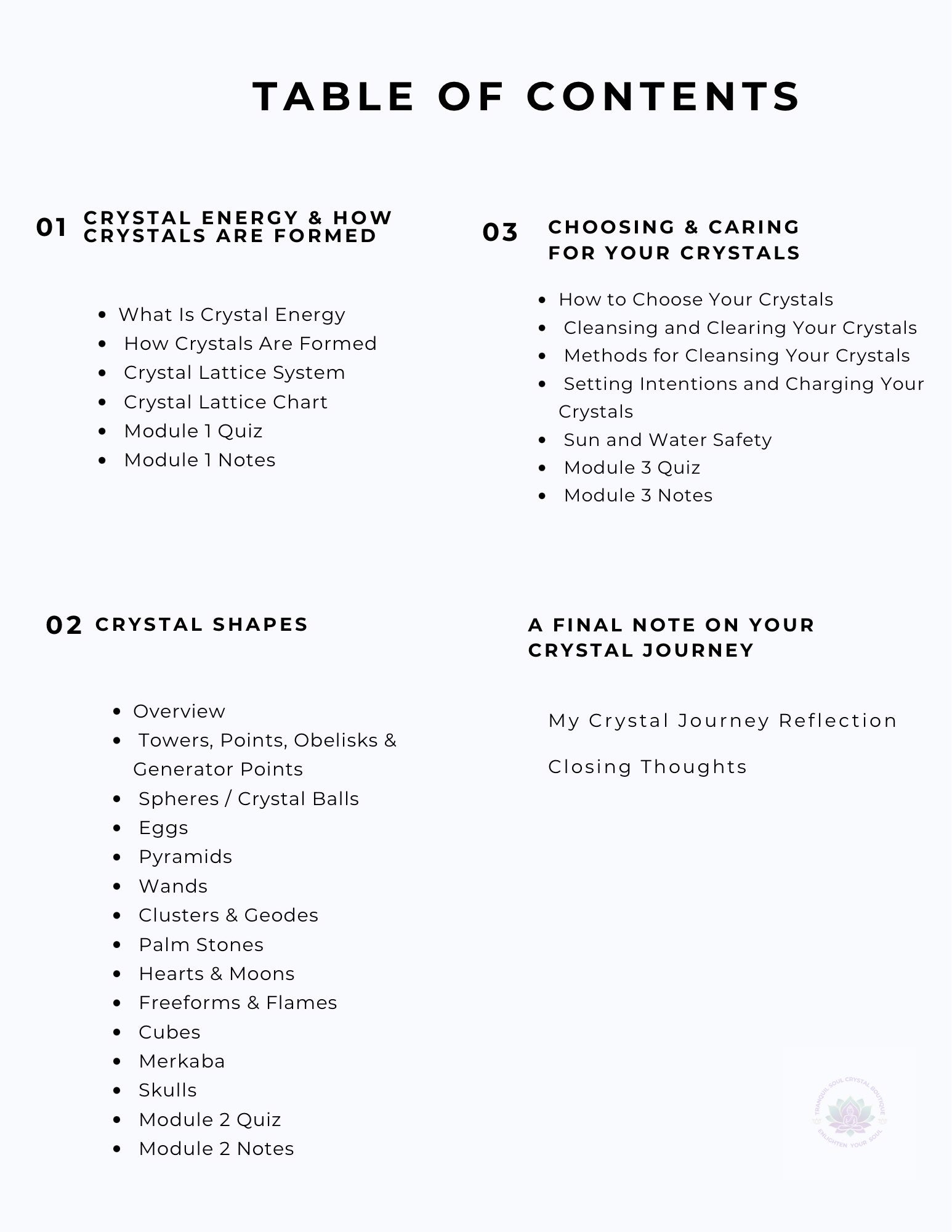 Crystal_Foundations_Book_1_Crystal_Basics_Table_of_Contents