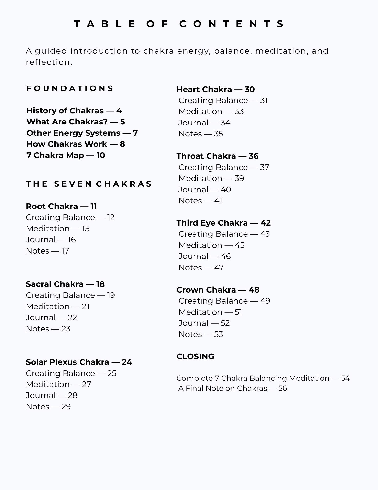 Crystal Foundations  Book 2 Chakra Basics Table of Contents 