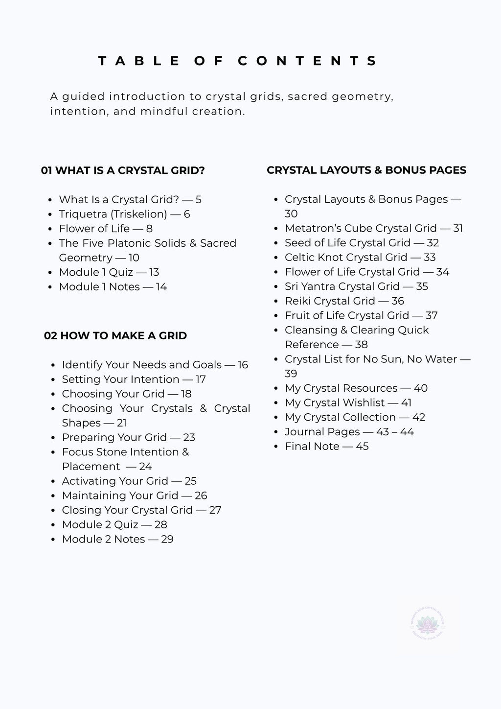 Crystal_Foundations_Book_3_Crystal_Grids_Table_of_Contents