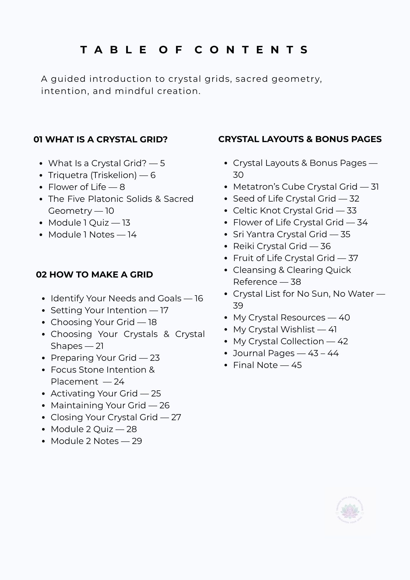 Crystal_Foundations_Book_3_Crystal_Grids_Table_of_Contents