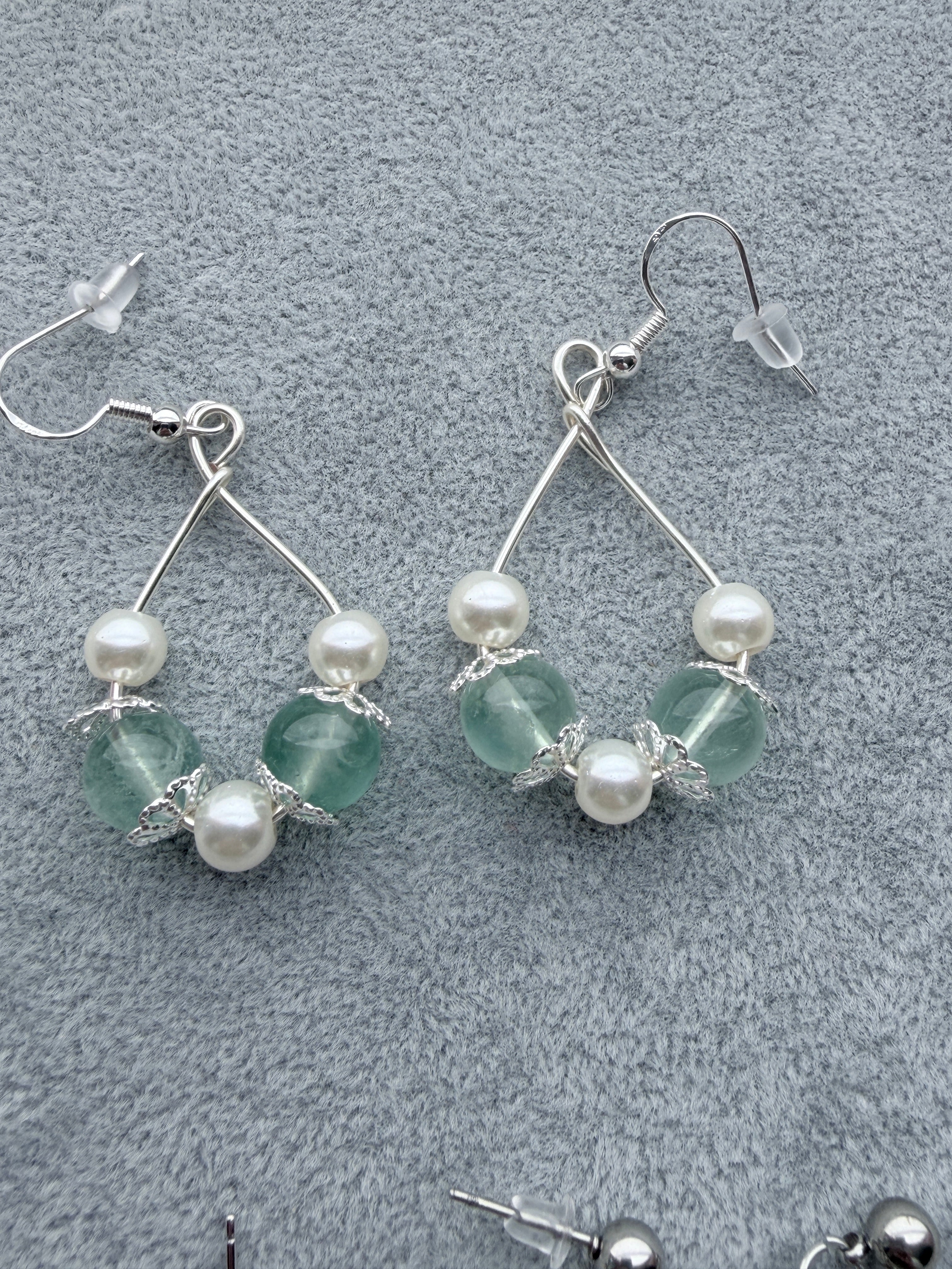 Aquarmarine and Pearl Teardrop earrings