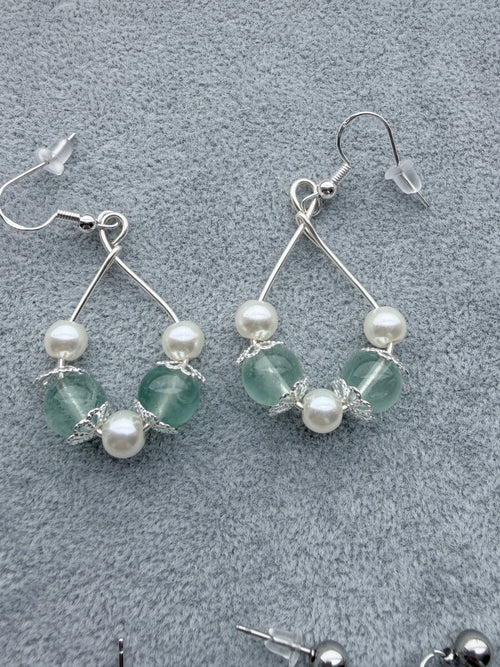 Aquarmarine and Pearl Teardrop earrings
