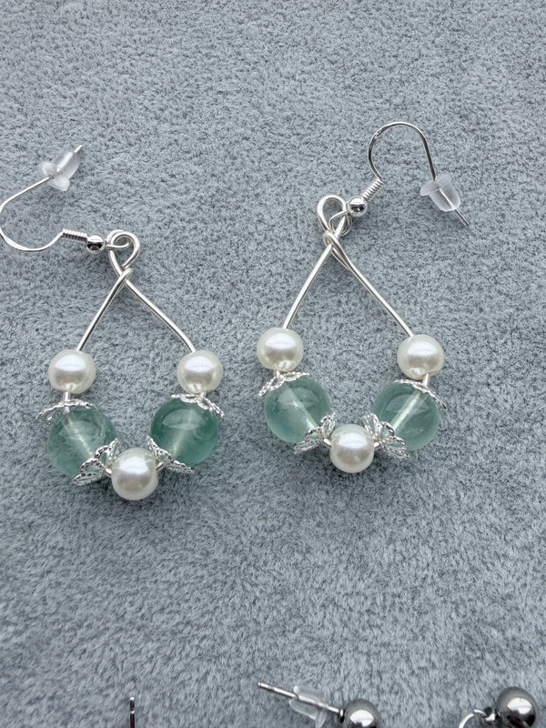Aquarmarine and Pearl Teardrop earrings