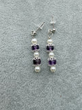 Amethyst  & Pearl Dangle Earrings 