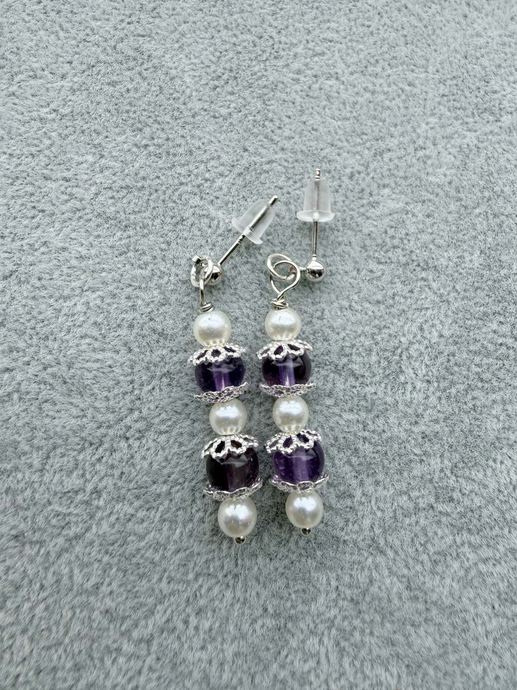 Amethyst  & Pearl Dangle Earrings