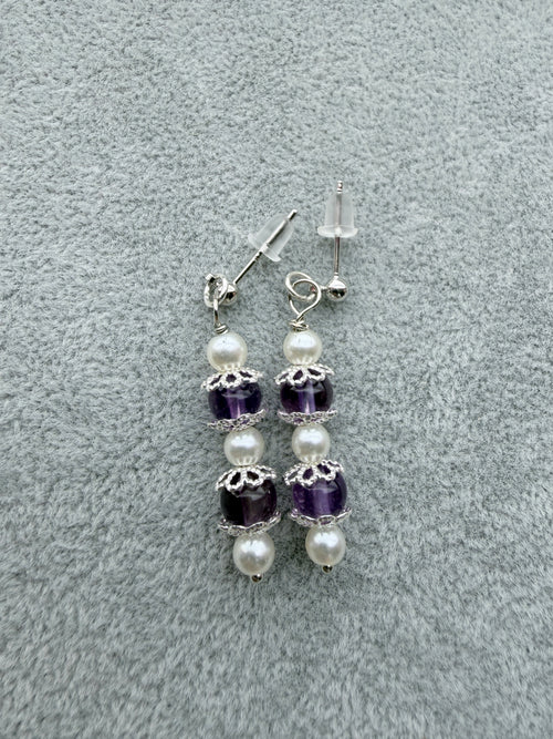 Amethyst  & Pearl Dangle Earrings