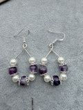 Amethyst & Pearl Teardrop Earrings