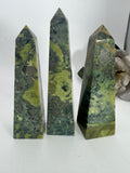 Serpentine with Pyrite Obelisk