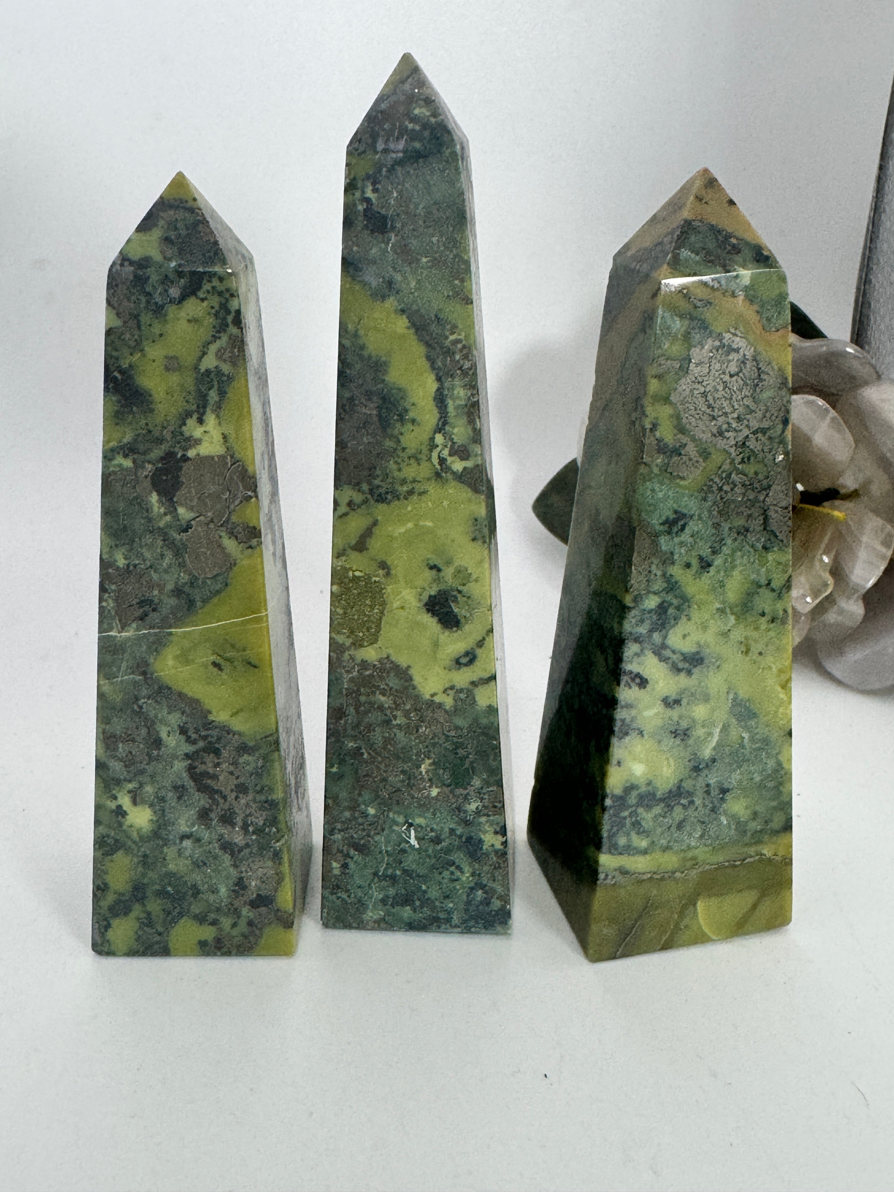 Serpentine with Pyrite Obelisk