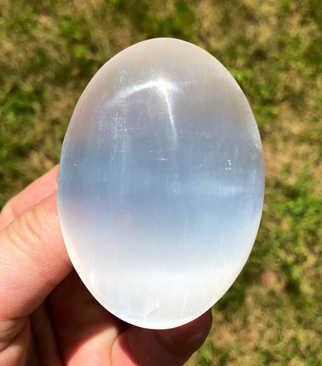Selenite Palm Stone